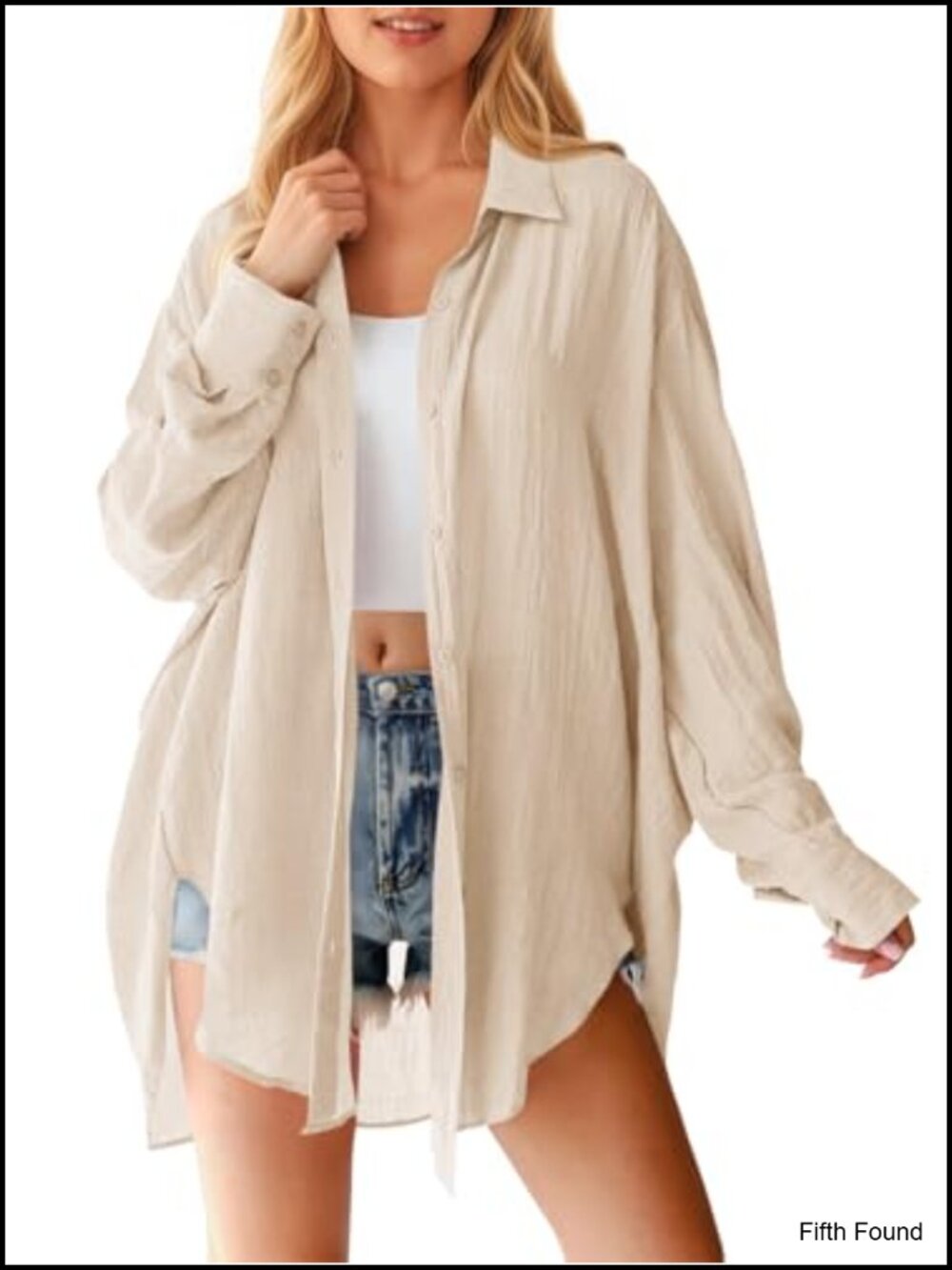 Oversized Button Down Shirt Long Sleeve Blouse Tunic Top